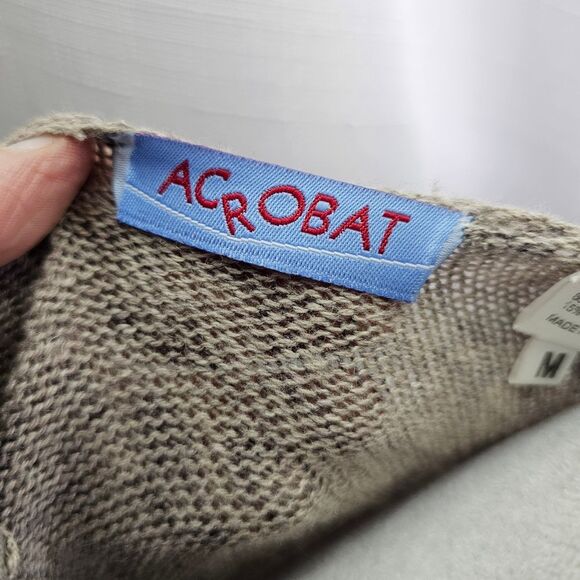 Acrobat Tan Leopard Print Silk and Cashmere Open Cardigan Size Medium - Picture 6 of 10